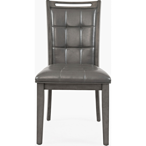 Manchester Dining Chair in Tufted Grey Leatherette (Set of 2)